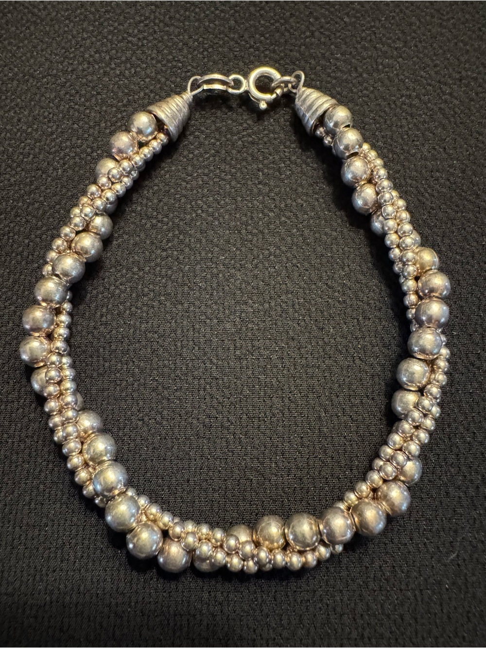 FAS Italy Sterling Silver Braided Bead Bracelet 7” 8.91g